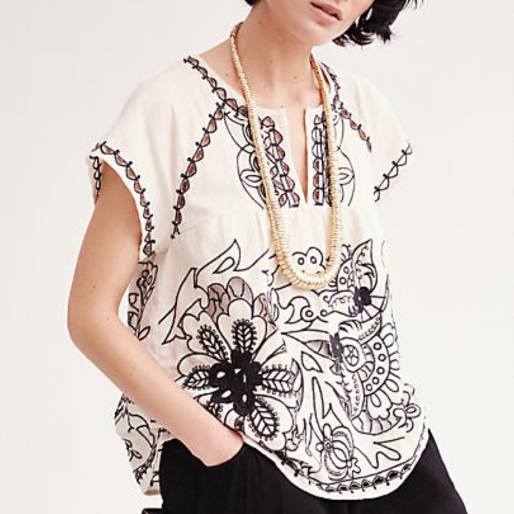 Anthropologie Embroidered Blouse